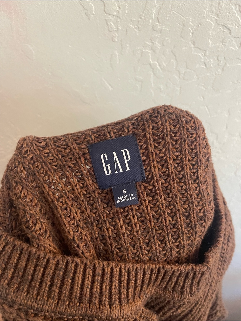 GAP Balloon Sleeve Sweater Shaker Knit Brown Puff Sleeve Cotton Womens Small - Picture 4 of 5